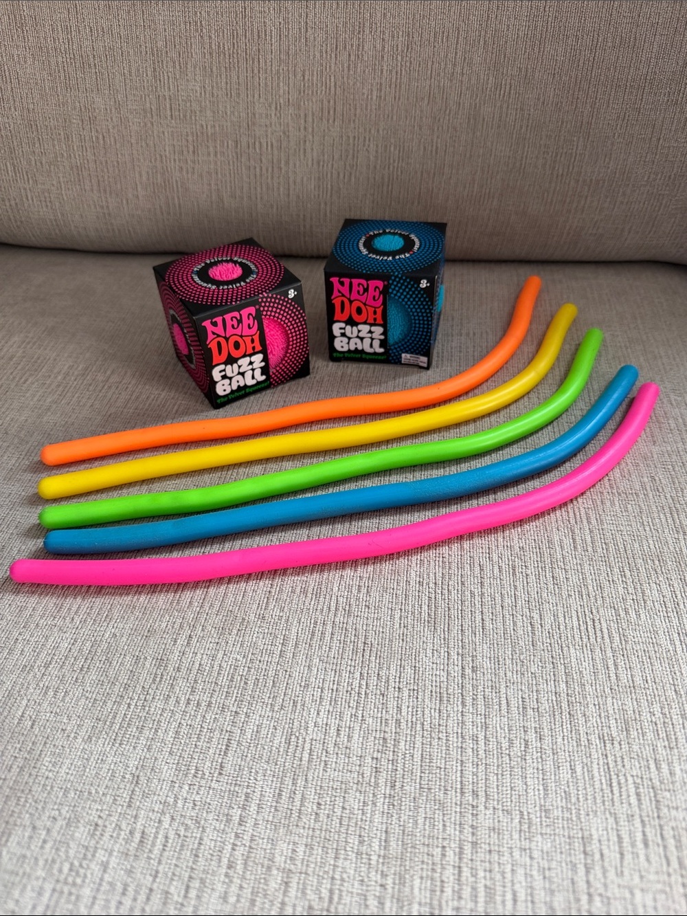 NeeDoh Set: NWT Fuzz Balls (2) & Nee Doh Noodlies